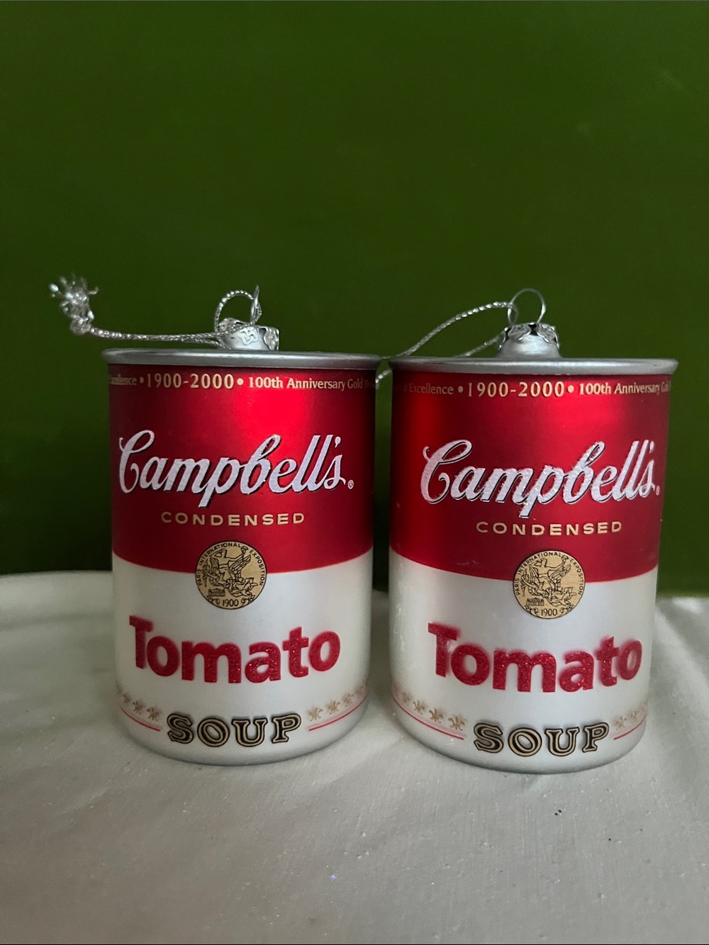 Campbell's Soup Polonaise Komozja Glass Anniversary Ornaments (2) 1900-2000